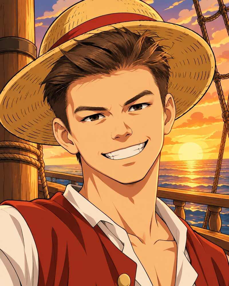 Tijn Knapen als Anime, AI-portret gegenereerd vanaf een paar foto's