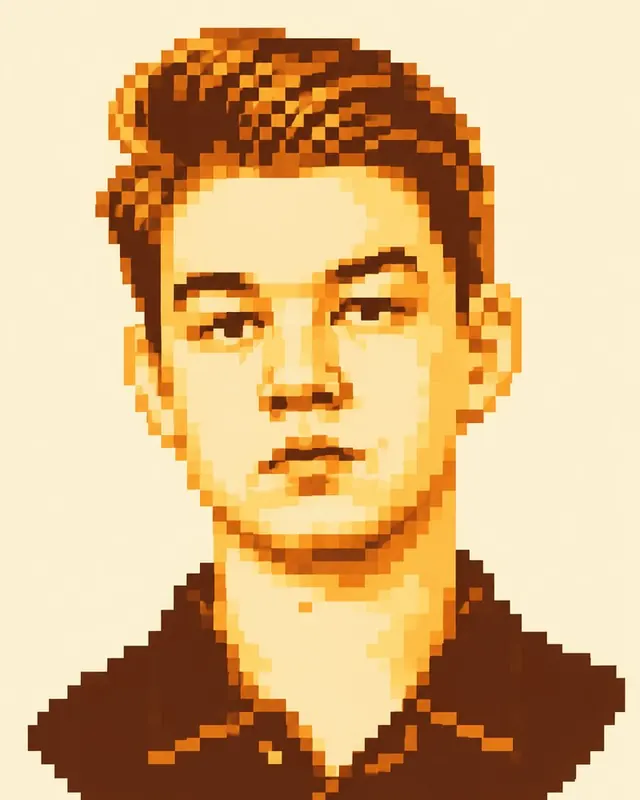 Tijn Knapen als Pixel art, AI-portret gegenereerd vanaf een paar foto's